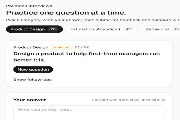 PM Interviewer question interface