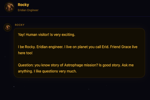 Rocky chatbot interface