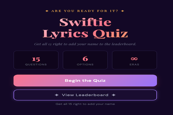 Swiftie Lyrics Quiz splash screen